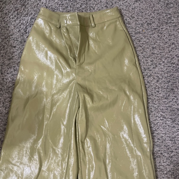 Danielle Bernstein Womens Evening Faux Patent Leather Wide Leg Pants - Picture 3 of 4